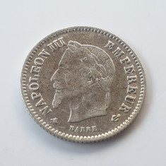 Franța 20 centimes 1867 A/Paris argint Napoleon lll