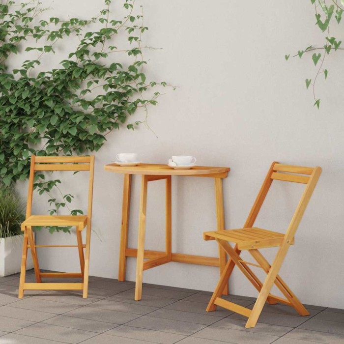 vidaXL Set Bistro Pliabil din Lemn Solid de Acacia - 3 Piese