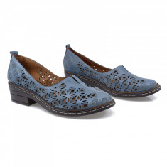 Pantofi Dama, Anna Viotti, Ann-7017-1 Casual, Piele Naturala, Albastru