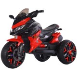 Motocicleta electrica pentru copii, doua motoare, acumulator 12V, cu muzica si lumini, 8008 rosu