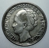 F.070 OLANDA WWII WILHELMINA I 25 CENTS 1943 ARGINT
