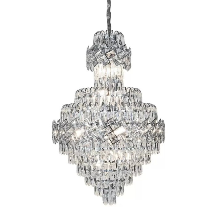Candelabru Cristal WINDSOR Grande Supremo 10xE14, Diametru 60X90cm, Crom Lucios, Inaltime Reglabila