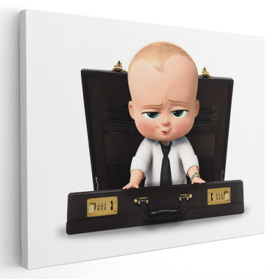 Tablou afis Cine-i sef acasa? Boss Baby desene animate 2257 Tablou canvas pe panza CU RAMA 20x30 cm foto