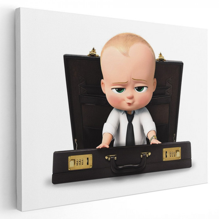 Tablou afis Cine-i sef acasa? Boss Baby desene animate 2257 Tablou canvas pe panza CU RAMA 60x80 cm