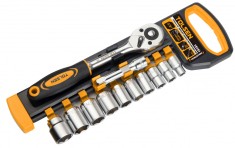 Set de 12 chei tubulare de 3/8&amp;quot; cu maner cu clichet Cr-V, In foto