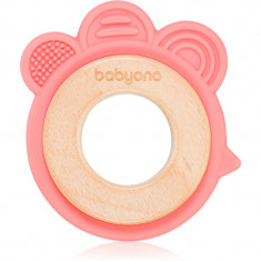 BabyOno Wooden & Silicone Teether jucărie pentru dentiție Hen 1 buc