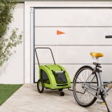 vidaXL Remorcă de bicicletă animale companie, verde textil oxford/fier