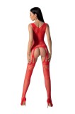 Bodystocking Sexy Model Portjartier, Material Elastic, Rosu, S-L