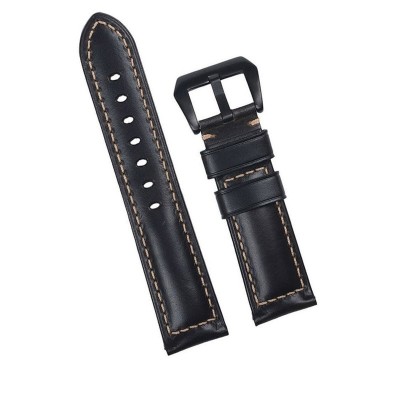 Curea piele compatibila Fossil Gen 5 Smartwatch, telescoape Quick Release, 22mm, Negru foto