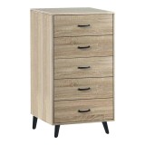 Cumpara ieftin Comoda Adrenile cu sertare din MDF nuanta naturala si picioare din metal negru 80x40x114 cm