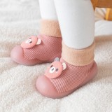 Mocasini roz cu talpa antiderapanta - Ursulet (Marime Disponibila: Marimea 26)