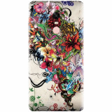 Husa silicon pentru Xiaomi Redmi Note 4, Abstract Flowers Tattoo Illustration