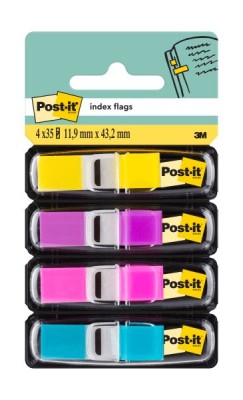 Index mini Post-it 11,9 mm x 43,2 mm 4 culori asortate in dispenser 24 file/culoare Index Post-it 3M plastic 4 culori foto