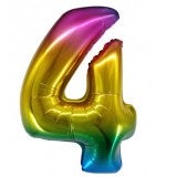 Balon multicolor aniversare 4 ani, 82x50 cm