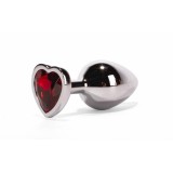 Dop Anal Cu Bijuterie Secret Shade Metal L, Argintiu + Rosu, 9.5 cm
