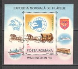 Romania.1989 Posta aeriana:Expozitia filatelica WORLD STAMPS-Bl. ZR.842, Nestampilat