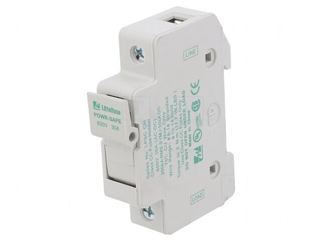 Clemă siguranţe cilindrice 10,3x38mm 30A pentru şină DIN