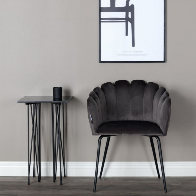 Venture Home Scaun de sufragerie &amp;bdquo;Limhamn&amp;rdquo;, negru și gri, catifea foto