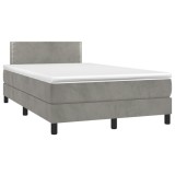 Cumpara ieftin Pat box spring cu saltea, gri deschis, 120x190 cm, catifea
