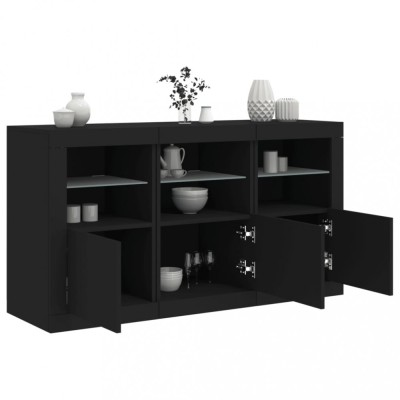 Dulap cu lumini LED, negru, 123x37x67 cm foto