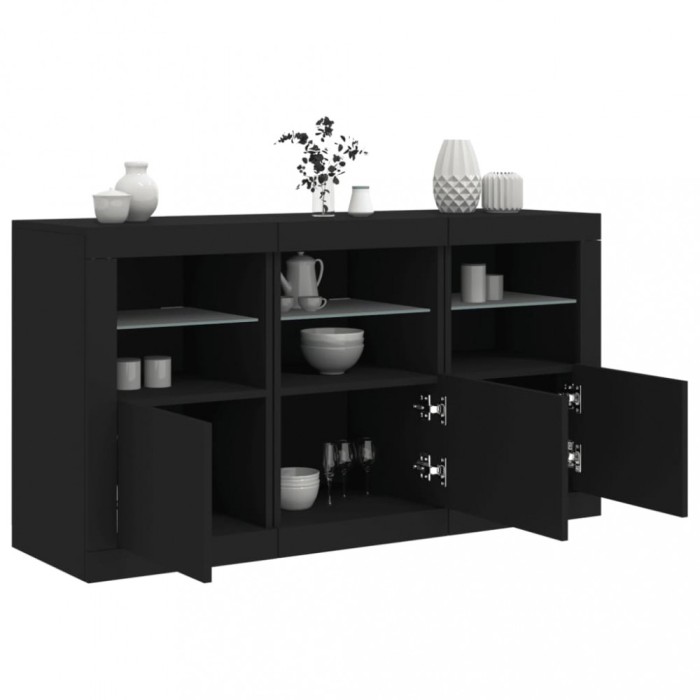 Dulap cu lumini LED, negru, 123x37x67 cm
