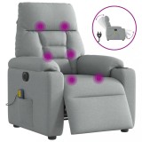 VidaXL Fotoliu electric de masaj rabatabil, gri deschis, microfibră