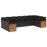 Cumpara ieftin Set canapele de gradina cu perne, 10 piese, negru, poliratan