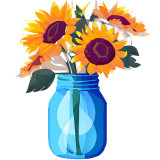 Cumpara ieftin Sticker decorativ Vaza cu Flori, Galben, 71 cm, 8015ST, Oem