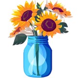 Sticker decorativ Vaza cu Flori, Galben, 71 cm, 8015ST