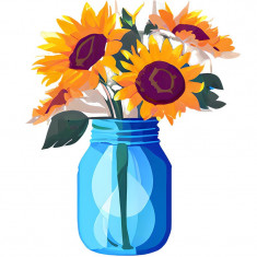 Sticker decorativ Vaza cu Flori, Galben, 71 cm, 8015ST foto
