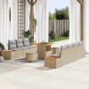 VidaXL Set de canapele pentru grădină cu pernă 10 pcs Bej Rattan poli 3362877