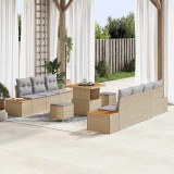 VidaXL Set de canapele pentru grădină cu pernă 10 pcs Bej Rattan poli