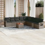vidaXL Set mobilier de grădină cu perne, 10 piese, gri, poliratan 3256942