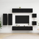 vidaXL Set dulap TV, 8 piese, negru, PAL