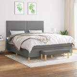 VidaXL Pat box spring cu saltea, gri &icirc;nchis, 180x200 cm, textil 3137094