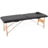 HOMCOM Masă pentru Masaj Portabilă cu &Icirc;nălțime Reglabilă, Pernă Detașabilă, M&acirc;ner și Geantă, 186x60x58-81 cm, Negru | Aosom Romania