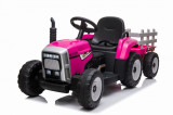 Cumpara ieftin Tractoras electric Kinderauto BJ611 60W 12V cu remorca si telecomanda Red Rose