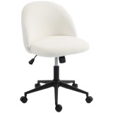HOMCOM Scaun de birou rotativ cu Teddy-Fleece, reglabil pe &icirc;nălțime, cu roți, spumă confort, crem | Aosom Romania