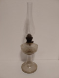 Lampa veche petrol gaz lampant, decor rustic, cu fitil, metal si sticla, 48 cm