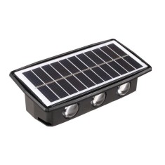 Lampa solara LED bidirectionala dreptunghiulara pentru perete eMazing, 20.5x10 cm, 6 LED-uri, 5.5V, ABS, 500mAh, rezistent la apa IP65, alb rece