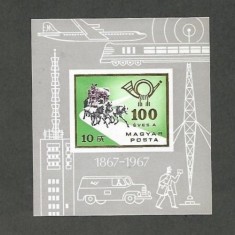 Hungary 1967 UPU Postal centenary Mi.B60B imperf. sheet MNH M.101