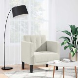 vidaXL Fotoliu Crem Catifea, 70.5x67x74.5 cm, Scaun de Living cu Cotiere, Design Modern, Cadru Robust, Confortabil, 110 kg