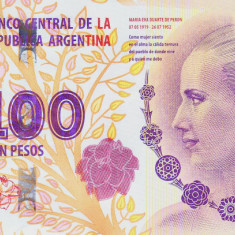 Bancnota Argentina 100 Pesos 2016 - P358 UNC (serie CA; comemorativa Eva Perón)