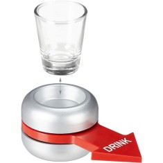 Joc de baut amuzant Spin the shot, cu pahar de shot din sticla, 18+, joc de baut pentru petreceri, distractie cu prietenii