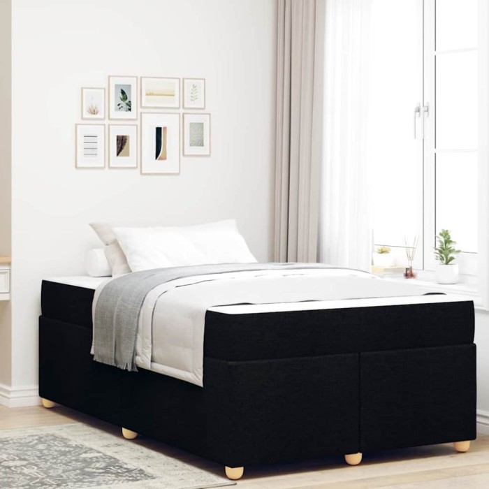 vidaXL Cadru de pat cu saltea Negru 120 x 190 cm țesătură 3399344