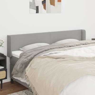 vidaXL Tăblie de pat cu aripioare gri deschis 203x16x78/88 cm textil 3118510 foto