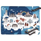 Harta decorativa pentru perete Turcia, PVC, rezistenta la apa, 50x70 cm, fara sipci
