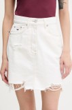 Tommy Jeans fustă jeans culoarea bej, mini, drept, DW0DW21068