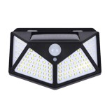 Lampa Solara LED 6W 600lm cu Senzor Miscare, 100 LED, IP65, 3 Moduri, Baterie 1800mAh, Neagra, Exterior, Gradina