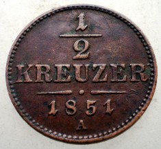 1.496 AUSTRIA 1/2 KREUZER 1851 A